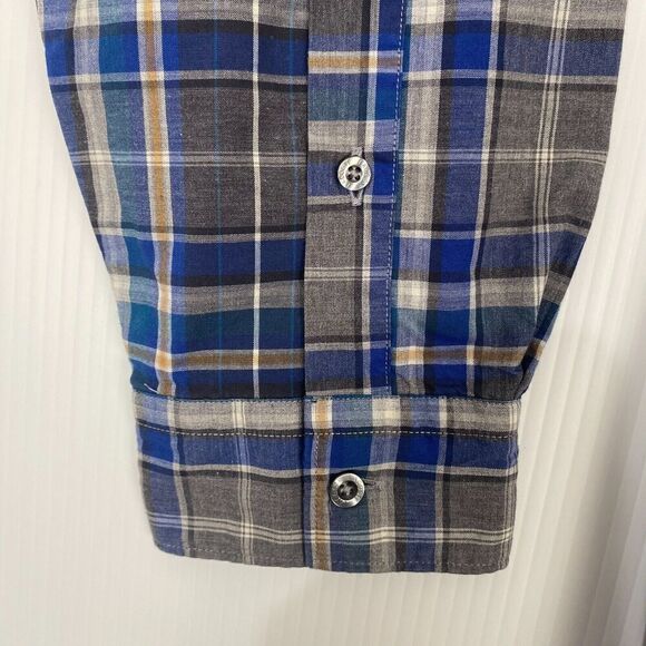 LACOSTE Men's Size 45  Blue Striped Long-Sleeve Button-Down Shirt Logo Cotton - Picture 12 of 15